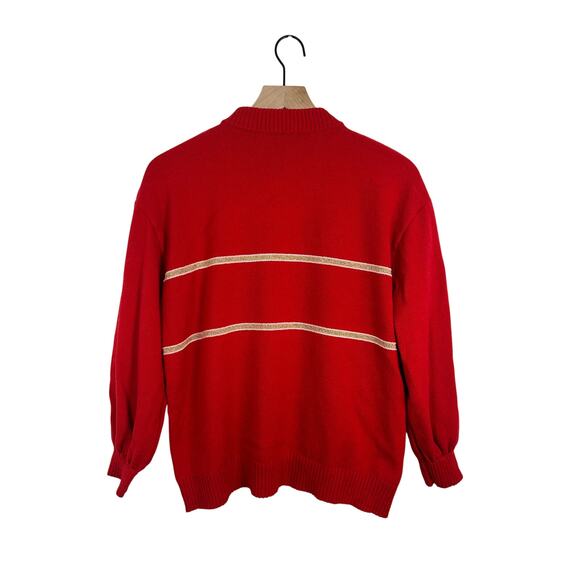 St. John Couture Red Knit Sweater Vintage Made in USA Size M Luxury Classic - Picture 4 of 7